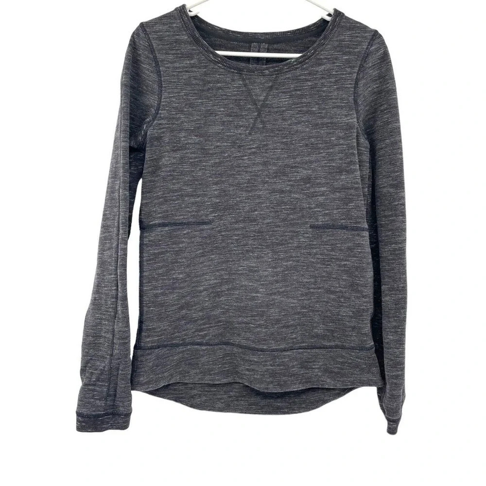 Lululemon Exhalation Pullover II Heathered Dark Grey Size 4 Athleisure